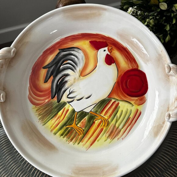 Fitz & Floyd Chanteclair Rooster Ceramic 15" Platter/Bowl - Picture 2 of 6